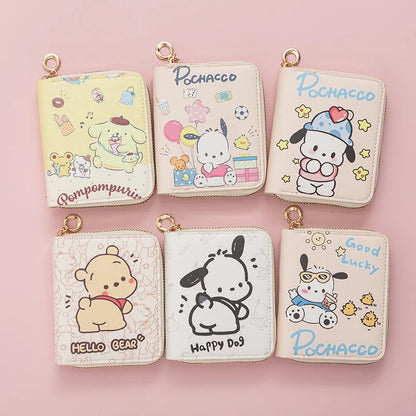 🎀 Kawaii Cartoon Purin & Pochacco Mini Wallet – Cute Gift for Girls