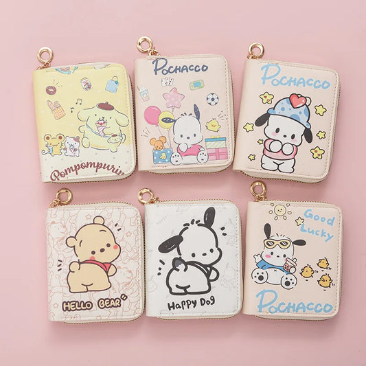 🎀 Kawaii Cartoon Purin & Pochacco Mini Wallet – Cute Gift for Girls