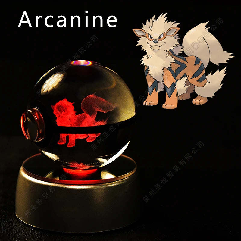 3D Pokémon Crystal Ball LED Lamp – Pikachu/Gengar/Mewtwo Gift