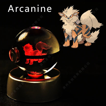 3D Pokémon Crystal Ball LED Lamp – Pikachu/Gengar/Mewtwo Gift