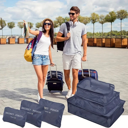 6pcs Simple Solid Color Travel Storage Bag Set