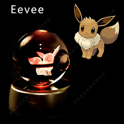 3D Pokémon Crystal Ball LED Lamp – Pikachu/Gengar/Mewtwo Gift