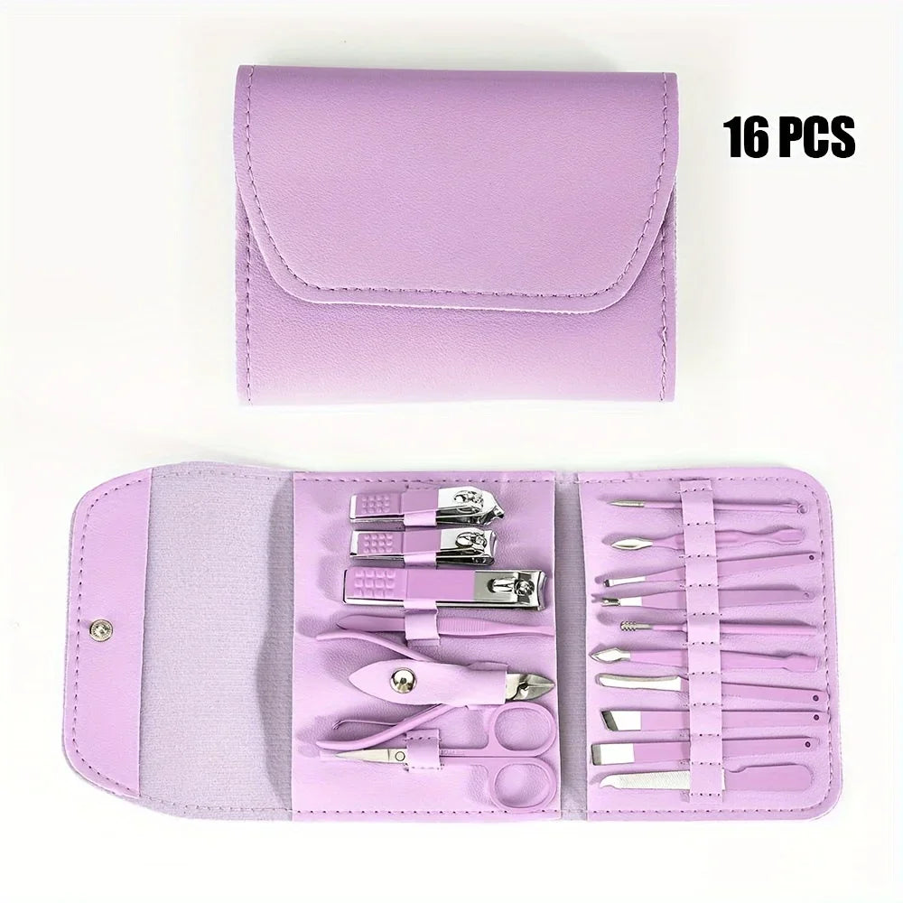 16pcs Nail Clippers & Manicure Set with Travel Case