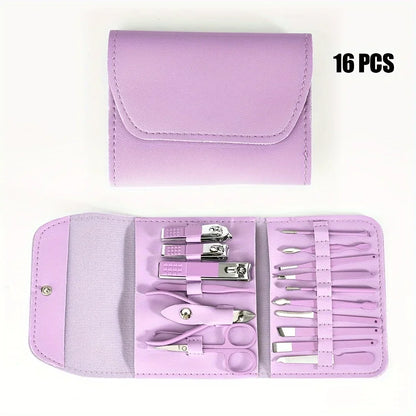 16pcs Nail Clippers & Manicure Set with Travel Case