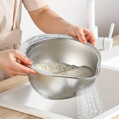 Stainless Steel Rice Washer & Strainer Bowl