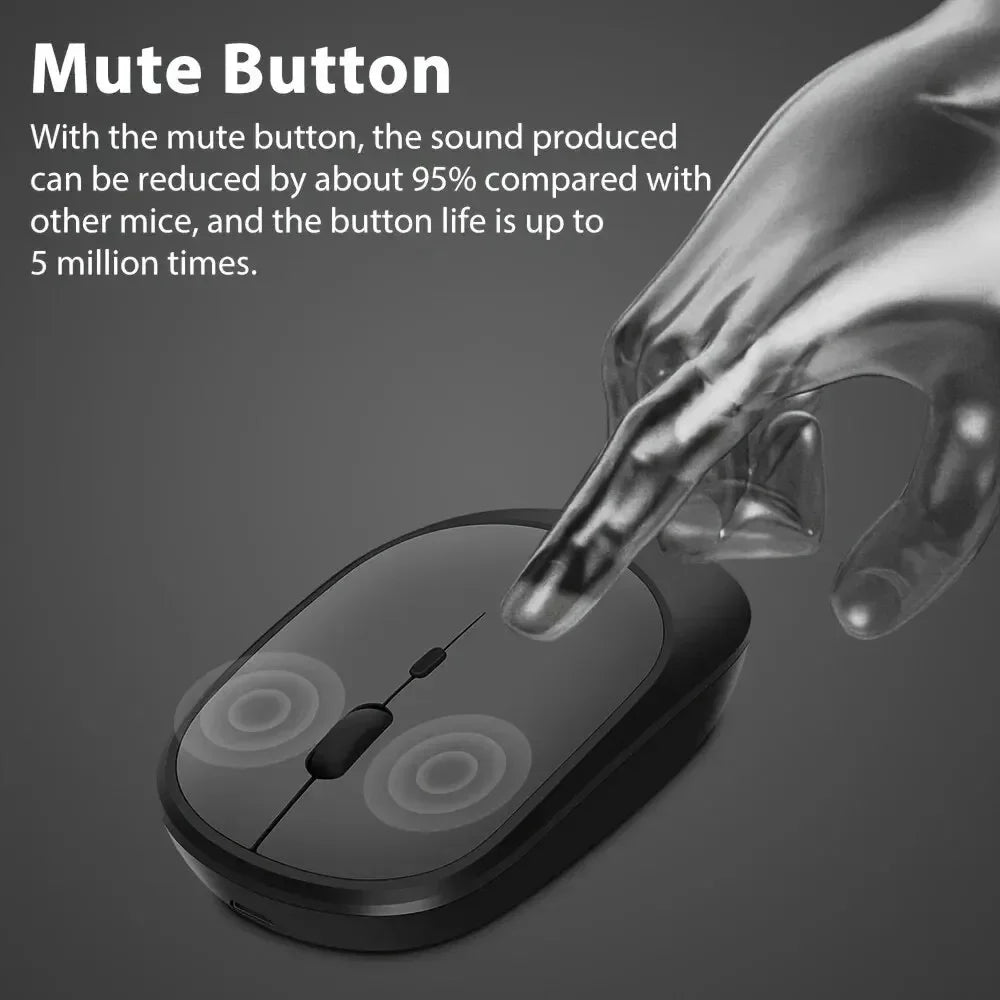 Dual Mode Mouse – Bluetooth + 2.4G, Silent & Rechargeable