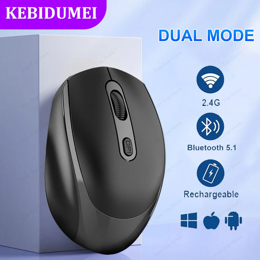 Bluetooth 5.1 + 2.4G Wireless Mouse – Silent, Rechargeable, 1600DPI