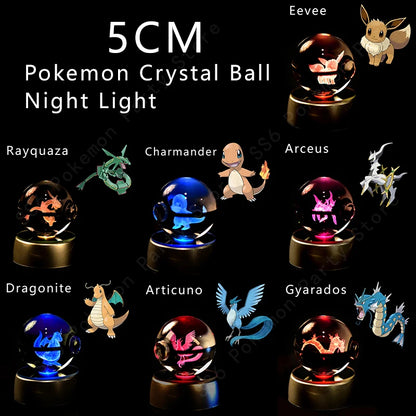 3D Pokémon Crystal Ball LED Lamp – Pikachu/Gengar/Mewtwo Gift