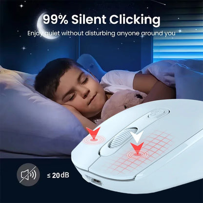 Bluetooth 5.1 + 2.4G Wireless Mouse – Silent, Rechargeable, 1600DPI