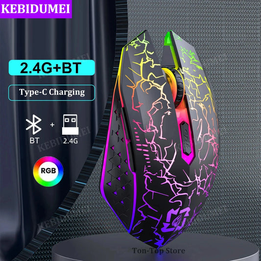 Bluetooth 5.2 RGB Mouse – Silent, Rechargeable, 1600DPI