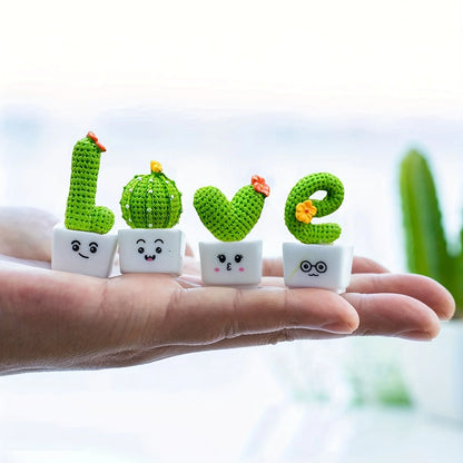 Mini Resin Succulent Set – 4pcs Faux Cactus Plants for Decor