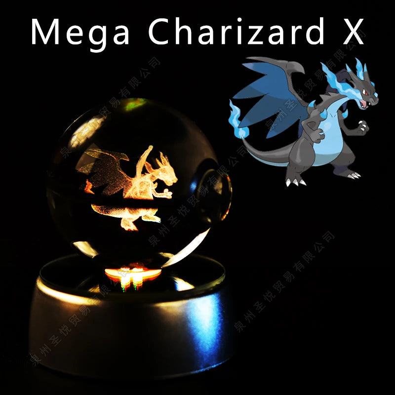3D Pokémon Crystal Ball LED Lamp – Pikachu/Gengar/Mewtwo Gift