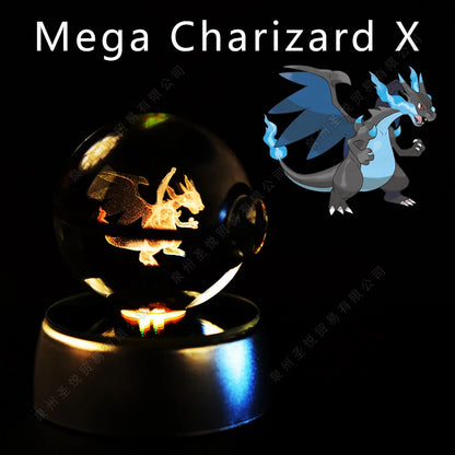 3D Pokémon Crystal Ball LED Lamp – Pikachu/Gengar/Mewtwo Gift