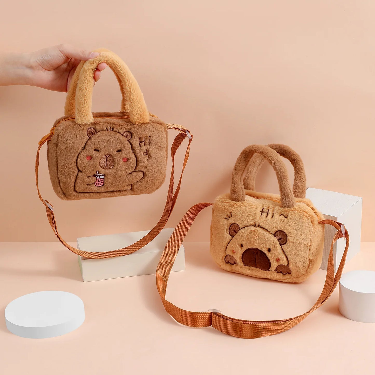 🐹 Cute Capybara Plush Shoulder Bag – Korea Style