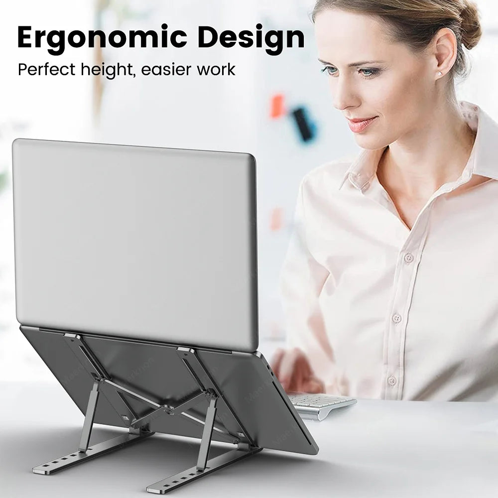 Aluminum Laptop Stand – Adjustable & Portable Cooling Holder