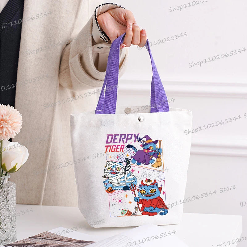 🎃 Halloween Anime Tiger Canvas Tote