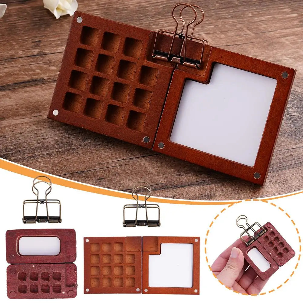 Wooden Watercolor Palette Box – 8/15 Grid Travel Tray