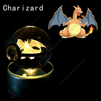 3D Pokémon Crystal Ball LED Lamp – Pikachu/Gengar/Mewtwo Gift