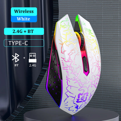 Bluetooth 5.2 RGB Mouse – Silent, Rechargeable, 1600DPI