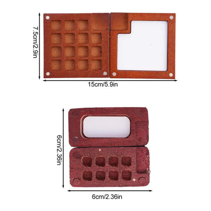 Wooden Watercolor Palette Box – 8/15 Grid Travel Tray