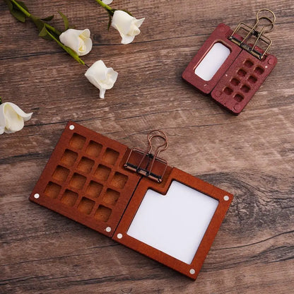Wooden Watercolor Palette Box – 8/15 Grid Travel Tray