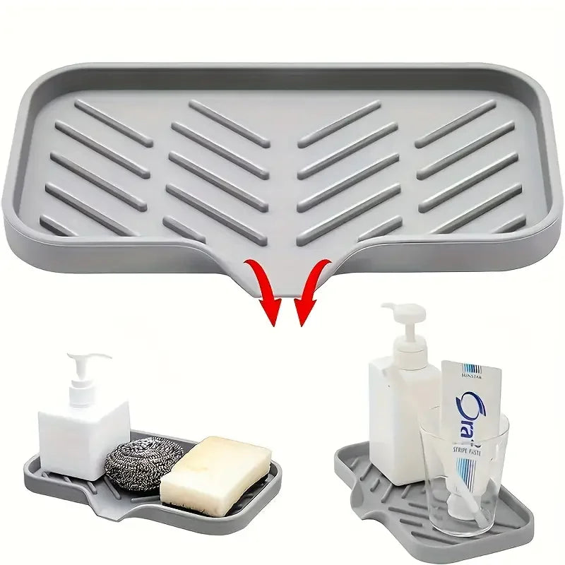 Sink Splash Guard & Soap Tray - Faucet Mat