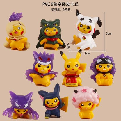 9Pcs Pikachu Cosplay Figures Set – Anime Toy Collection