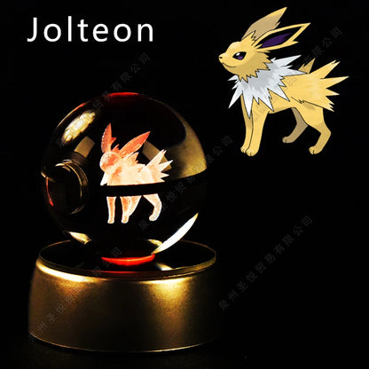 3D Pokémon Crystal Ball LED Lamp – Pikachu/Gengar/Mewtwo Gift