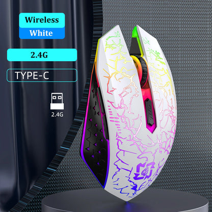 Bluetooth 5.2 RGB Mouse – Silent, Rechargeable, 1600DPI