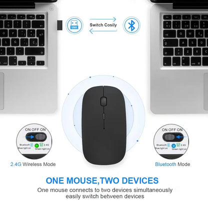 Dual Mode Wireless Mouse – Rechargeable Bluetooth + 2.4G