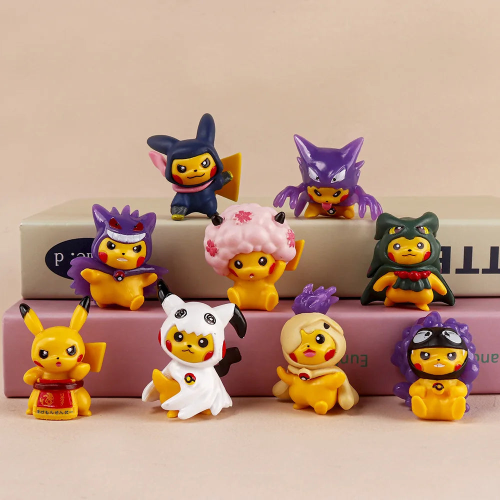 9Pcs Pikachu Cosplay Figures Set – Anime Toy Collection