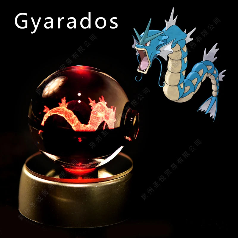 3D Pokémon Crystal Ball LED Lamp – Pikachu/Gengar/Mewtwo Gift