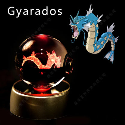 3D Pokémon Crystal Ball LED Lamp – Pikachu/Gengar/Mewtwo Gift