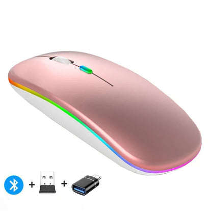 Dual Mode Wireless Mouse – Rechargeable Bluetooth + 2.4G