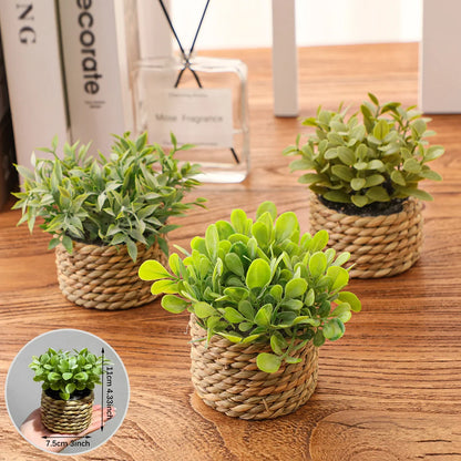 Flower Faux Eucalyptus Plant – Small Woven Pot