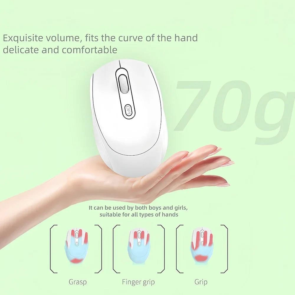 Bluetooth 5.1 + 2.4G Wireless Mouse – Silent, Rechargeable, 1600DPI