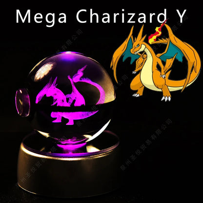 3D Pokémon Crystal Ball LED Lamp – Pikachu/Gengar/Mewtwo Gift