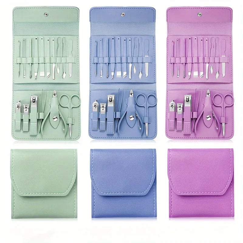 16pcs Nail Clippers & Manicure Set with Travel Case