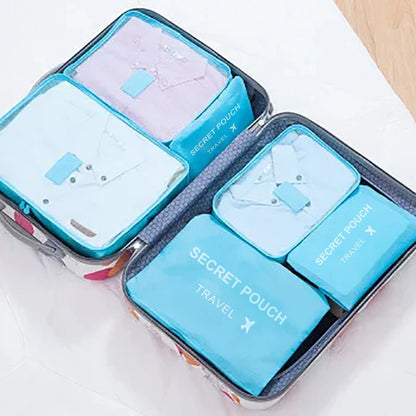 6pcs Simple Solid Color Travel Storage Bag Set
