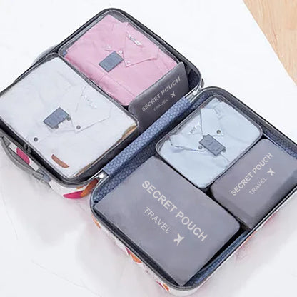 6pcs Simple Solid Color Travel Storage Bag Set