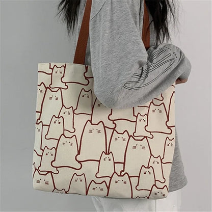 Cute Cat Canvas Handbag for Women – 2026 Fashion