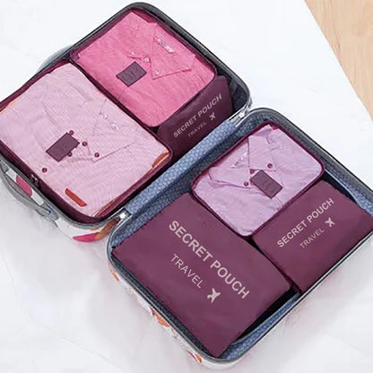 6pcs Simple Solid Color Travel Storage Bag Set